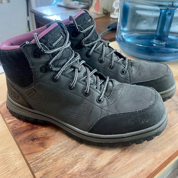 Skechers Women’s Black Steel Toe Work Boots sz9 - Picture 1 of 6